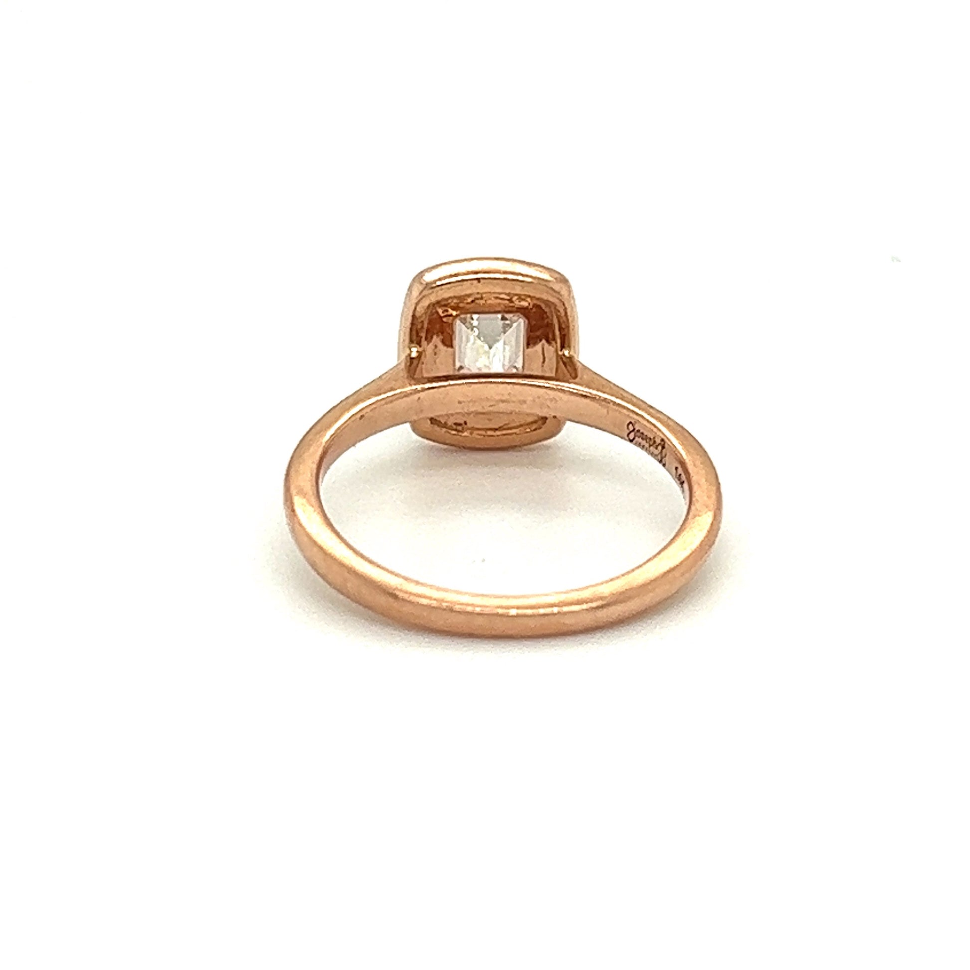 Emerald Cut Diamond Halo Ring Rose Gold 14K - Relove Jewelry