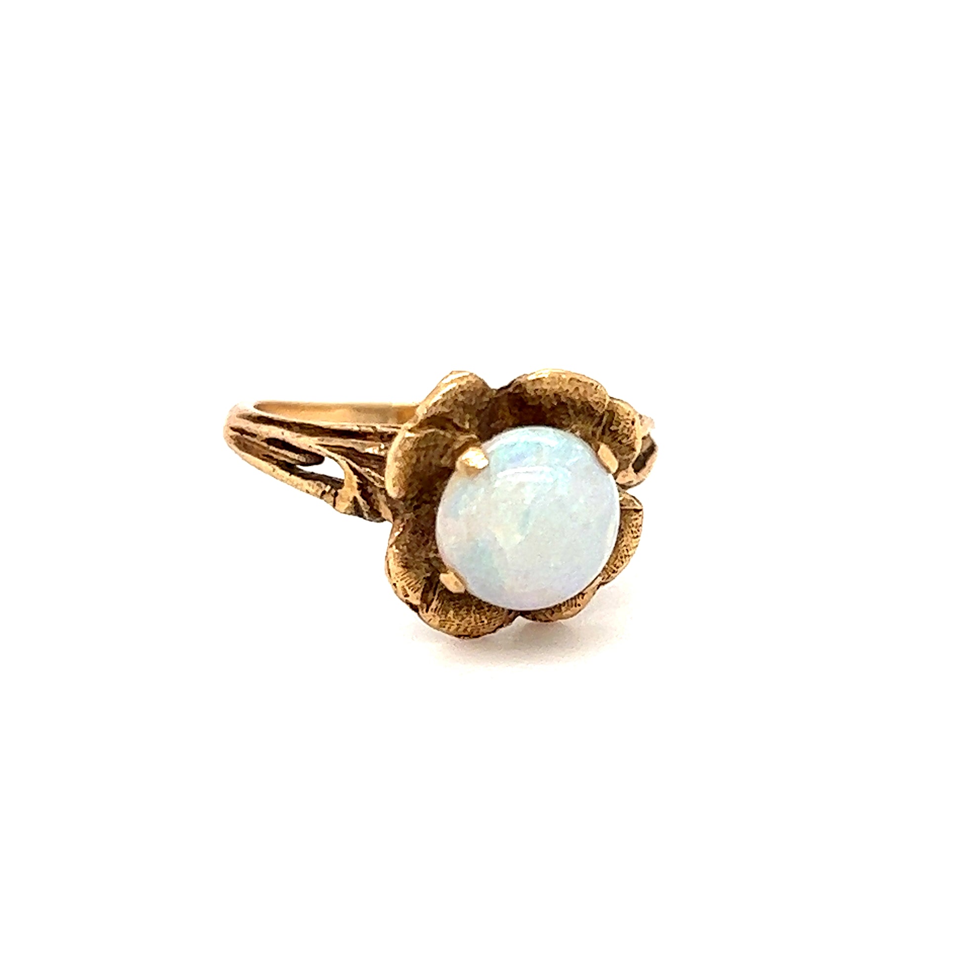Antique Flower Opal Yellow Gold Ring 14K Size 4 - Eden's Jewelry & Coins